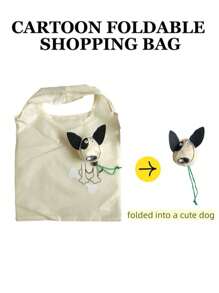 1pc/Cartoon Foldable Shopping Bag/Carry-On Portable Large-Capacity Shoulder Bag/Supermarket Bag/Storage Type Hanging Bag/Lightweight And Large-Capacity Shopping Bag/Can Be Folded Up To Become A Cute Cat Or Dog.