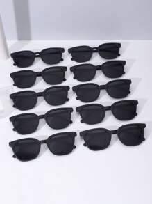 10pcs Square Fashion Decorative Glasses For Teens - Black - View 1