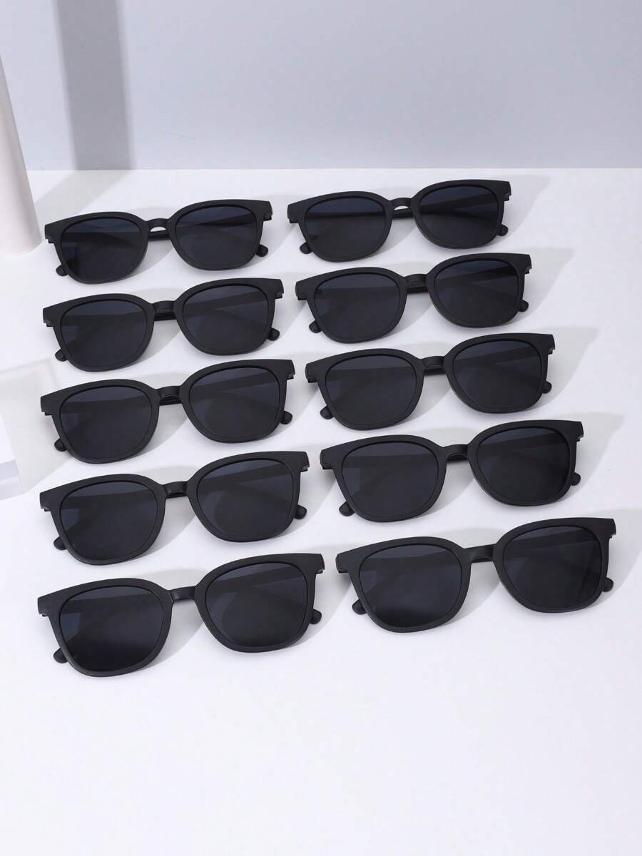10pcs Square Fashion Decorative Glasses For Teens - Black - View 1