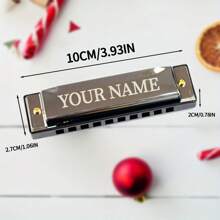 Harmonica khắc cá nhân - Ánh kim, Harmonica đen bóng 10 lỗ, Thích hợp cho người mới bắt đầu, Tên tùy chỉnh DIY, Quà tặng độc đáo cho sinh nhật, Giáng sinh, Lễ tạ ơn, Nhạc cụ dễ học cho học sinh và những người đam mê Harmonica Blues - Nhiều màu - Xem 2