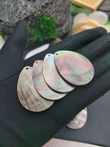 4pcs Natural Mother Of Pearl Charms For Earrings Necklace DIY Making, Black Shell Pendant, Hawaiian Polynesia Shell Beads, Island Jewellery - Black - View 14