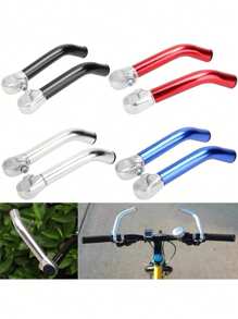 2pcs Aluminum Alloy Bike Handlebar Grip Set, Includes Sleeves In Red, Blue, Black, Silver, Cycling Gear