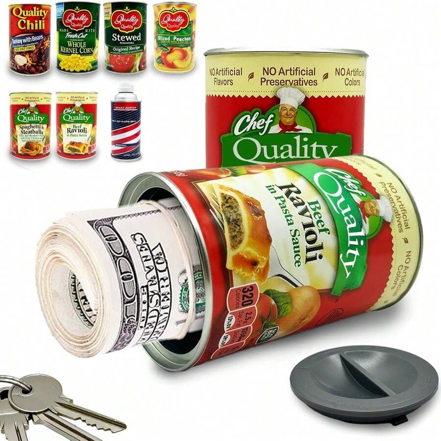 1pc Fake Soup Can Diversion Safe - Keep Your Valuables Safe - Storage Home Security - RAVIOLI - Jar - View 1
