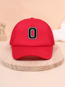1pc Kids A-Z Letter Design Mesh Snapback Trucker Hat, Sun Protection Outdoor Headwear, Suitable For Spring/Summer, Holiday Gift