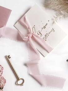 1 卷/6 码粉色、白色、绿色马卡龙色雪纺丝带，撕边，适用于婚礼请柬、新娘花束、礼盒包装、家居装饰 DIY 蝴蝶结、礼品包装 - 彩色 - 查看 5