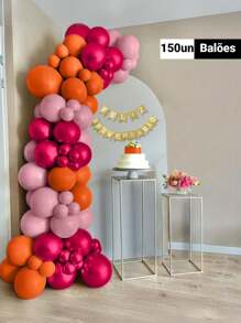 Balloon Kit 150 Units Orange Pink And Fuchsia Party Balloon Balloon - 粉紅色,橘色和紫紅色 - 查看 1