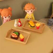 1 set de mini plateaux réalistes de frites et de hamburgers, jouet alimentaire créatif, accessoire de photographie pour la maison