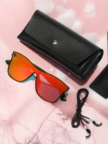 POLASUP 1 件女士流线型渐变镜片太阳镜，带金属镜腿装饰，星形镜框，适合户外骑行，配有挂绳、眼镜盒和清洁布，时尚遮阳优雅装扮，家庭出游旅行度假，适合夏季海滩度假、户外、旅行