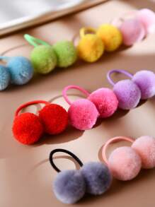 30 pièces Élastiques à cheveux pompons doux et colorés, petits accessoires de cheveux à boule en peluche pour femmes, queue de cheval, élastiques à cheveux, supports de queue de cheval