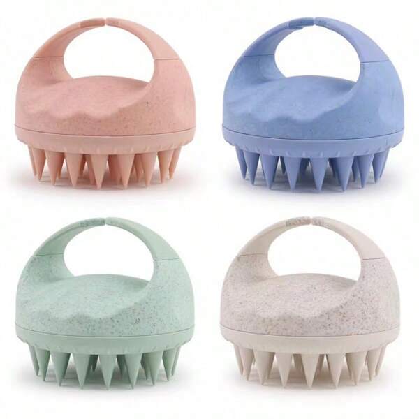 1 peça nova escova de silicone para massagem no couro cabeludo, cor palha, xampu, limpa a raiz do cabelo e remove a caspa, decoração para casa e banheiro, decoração de outono