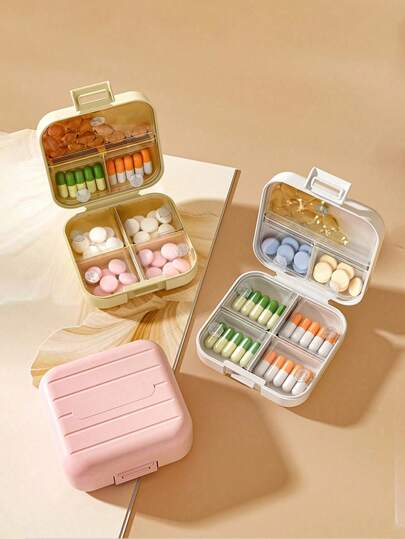 3pcs/1pc Portable 7-Day Pill Box Weekly 7-Grid Pill Storage Box Round Tablet Storage Box Portable And Sealable Tablet Finishing Box For Vitamins And Pills Travel Medicine Split Packaging Pill Box Suitable For Outdoor Travel And Office Travel Essential For Men And Women