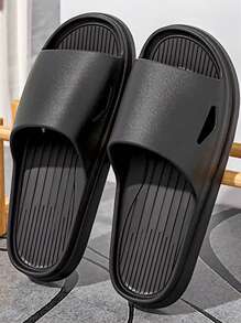 Women's Plastic Slippers For Indoor, Outdoor, Dormitory, Office, Beach Use In Summer - Made Of Lightweight, Durable, Anti-Slip EVA Material, Black Color Casual All-Match Unisex Style