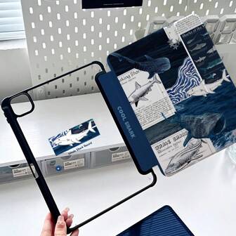 1 件可爱卡通熊、兔子和蝴蝶结双面彩色亚克力水晶透明防摔平板电脑保护壳，兼容 iPad，以及