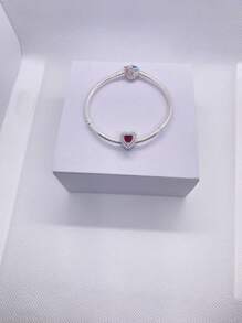 1 pièce 2025 Nouveau bracelet de mode haut de gamme pour femmes DIY meilleures . Bracelet à perles avec bouton strass et charms cœur rouges brillants. Convient pour un port quotidien, idéal pour la Saint-Valentin, la Fête des Mères, les fêtes entre dames, un cadeau d'amour romantique, un bracelet à breloques