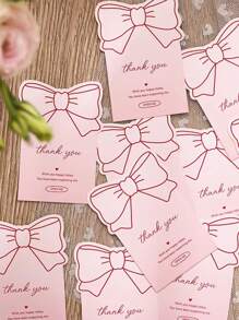 10 piezas Pegatinas rosas con lazo de moño Gracias para paquetes, etiquetas decorativas adhesivas para caja de regalo, productos de panadería, paquetes de negocios
