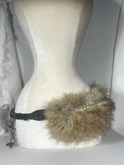 New Fuzzy Fluffy Bunny Fur Belt, Sexy Furry Waistband, Popular Cross-Border Women Accessories Summer, School Fall, Autumn, Halloween