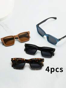 4pcs/Set Retro Square Frame Stylish High-End Fashion Glasses For Men (Suitable For Driving, Travel, Casual, Vacation, Outdoor, Sports, Daily Use) For Summer Beach Vacation,Outdoor,Travel - 4-piece Set - View 2