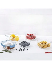 Recipientes de almacenamiento de alimentos de vidrio borosilicato con tapas herméticas, a prueba de fugas, aptos para microondas, seguros para lavavajillas - regalo perfecto para viajes y preparación de comidas