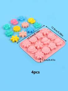 1 pieza Molde de silicona con forma de flor de 12 cavidades, apto para hacer gelatina, helado, galletas, bocados energéticos, trufas y caramelos - Multicolor - Ver 11