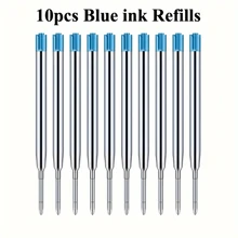 10pcs Metal Medium Point 1.0mm Ballpoint Pen Refills Blue Black Ink Smooth Writing Refill For Writing Office Stationery Back To School - 9.9*0.6cm - View 10