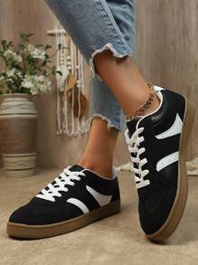 New Unisex Flat Skateboard Shoes, Versatile Casual Fashion Sneakers For Outdoor Sports, Autumn - Black - View 4