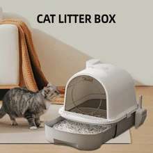 Large Self-Cleaning Cat Litter Box With Carbon Filter Technology, Hooded Enclosed Tray With Odour Control System & Anti-Splash Design, High Capacity Drawer-Style Potty Pan For Multi-Cat Households (Privacy Hood + Easy Scoop)