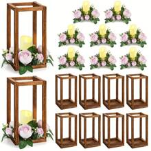 2 chiếc đèn lồng cưới mộc mạc - Giá đỡ nến bằng gỗ để trang trí bàn, trang trí nhà nông trại, quà tặng đám cưới mộc mạc Giá đỡ nến bằng gỗ Đèn lồng nến bằng gỗ thích hợp cho chân bàn tiệc cưới trang trí cây xanh trang trí nội thất sinh nhật - màu nâu - Xem 4