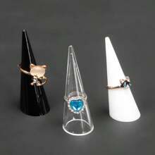 Wholesale Clear Acrylic Riangle Conical Ring Display Jewelry Storage Plastic Ring Display Stand For Ring Back To School