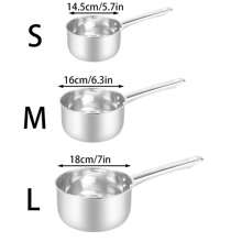 1pc Stainless Steel Thickened Water Scoop, Multi-Functional Long Handle Flat Bottom Large Ladle For Kitchen