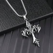 Men's Retro Fiery Cross Pendant Necklace With Fashionable And Cool Design, Suitable For Both Men And Women. Classic Jewelry, Clothing Accessories, Holiday Gifts