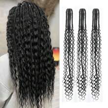 3 Clips Clip In Dreadlock Extension 24 Inch Synthetic Boho Box Braid Curly Hippe Dreads Handmade Soft Waves Reggae Style Loc For Women - Multicolor - View 10