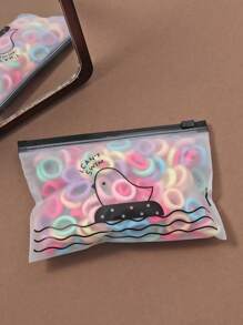 100 件可爱基本款女士发圈，彩色，高弹性，不损伤发带，发带，发饰，开学季