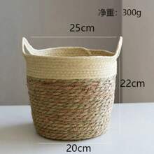 Natural Storage Basket Creative Natural Seagrass Rattan Straw Wicker Folding Flower Pot Baskets Garden Planter Laundry Supplier - Phong cáchB-M - Xem 4