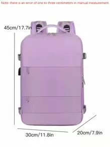 1个大容量轻便旅行背包，女士工作包，便携式行李带设计，学院风背包带鞋仓 - 紫色 - 查看 11