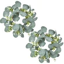 1 Pc Eucalyptus Wreath Artificial Kitchen Cabinet Wreath Artificial Green Wreath Farmhouse Wreath Door Wall Window Decoration,Candle Ring, 10 Inches,Artificial Fall Wreath 25cm Large Autumn Wreath For Front Door With Leaf Leaf Harvest Wreath Thanksgiving Festival