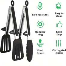 Latest 2-Pack 9-Inch Stainless Steel Kitchen Tongs, Silicone-Coated BBQ Pliers, Air Fryer Cooking Tongs, Food-Safe Grill Grippers For Home Grilling And Air Frying