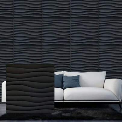 3D Panels PVC Plastic Panels Pack, Gaming Room Wall Ceiling 3D Look Wave Brushed PVC, Wall Cladding, Wall Decorations 3D Panels, 30 x 30 cm, 3 mm Dicke