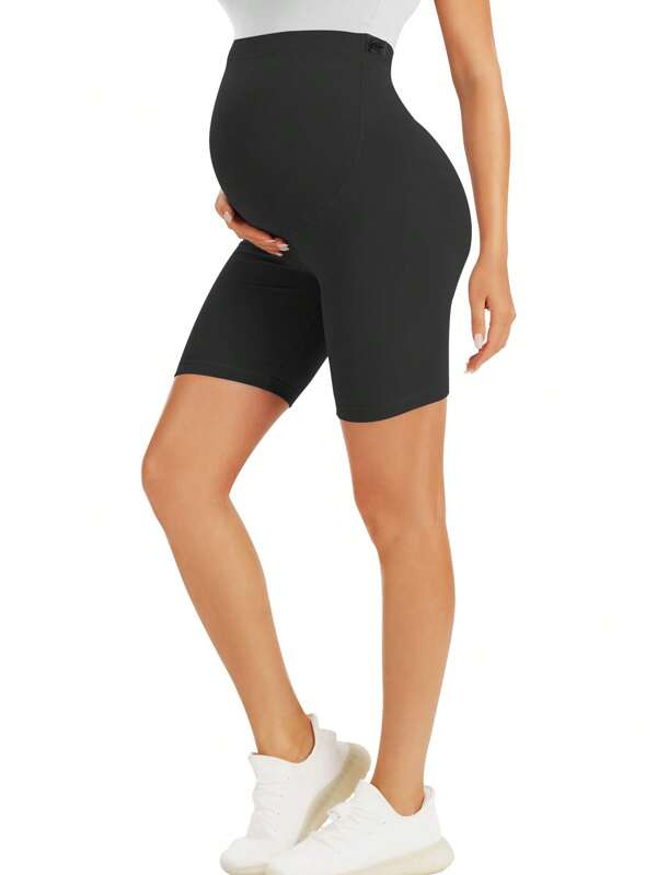 1 Stück Mutterschafts-Leggings mit hochelastischem Bauchbund, Kniebeuge-sicher, Yoga-Hose, weich und bequeme Lässig-Shorts für schwangere Frauen