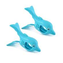 2pcs Beach Towel Clips, Summer Portable Plastic Clothes Pegs In Parrot, Watermelon, Flamingo, Ice Cream, Pineapple, Cactus, Coconut Tree Patterns, Suitable For Graduation, Back To School - Multicolor - View 16