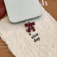 奢华时尚高端勃艮第 ANKA 蝴蝶结饰物/防尘塞，兼容 iPhone 16 和 Type-C 充电端口，适合作为女朋友的礼物