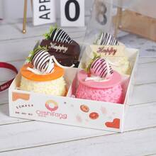 4pcs Artificial Chocolate Cake Model, Home Decor Food Display Prop, Sweet Treat Simulation, Wedding Dessert Table, Fridge Magnet Gifts Birthday Graduation - Multicolor - View 5