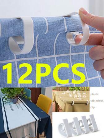 12PCS Plastic Tablecloth Clips - Table Cloth Hold Down Clips For Indoor And Outdoor Events - Perfect For Meetings, Parties, And More