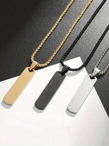 1 pezzo Collana con pendente rettangolare di moda e popolare in acciaio inossidabile per regalo di gioielli e per uno stile accattivante - Collana con ciondolo quadrato - Visualizzare 7