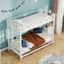 Bunk Bed, Iron Bed 90*200cm With Additional Trundle Bed, Space-Saving Metal Loft Bed, Modern Children's Bed For Rooms And Children's Rooms