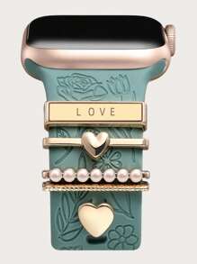 5/4/3pcs Metal Charms Decorative Ring Compatible With Apple Watch Band LOVE Diamond Rhinestone Ornament Smart Watch Silicone Strap Accessories Bracelet Fashionable Accessories (Watch And Band Not Included) Compatible With Apple Watch Band 38mm 40mm 41mm 42mm 44mm 45mm 46mm 49mm, Compatible With Samsung Compatible With Huawei Watch Series Ultra/Se/10/9/8/7/6/5/4/3/2/1 Watch Band Accessories Jewellery