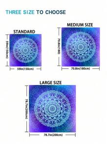 1pc New Bohemian Style Beach Blanket Lightweight Multi-Purpose Waterproof Sandproof Waves Of Tranquility Rug Purple And Blue Gradient Colour Mandala Pattern Outdoor Soft Material Picnic Blanket Beach Essentials
