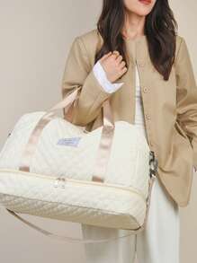 带有独立鞋隔层的极简主义旅行包、多功能瑜伽手提包、轻便健身包、干湿分离衣物收纳袋、可调节肩带，可手提、肩背或斜挎 - 彩色 - 查看 8