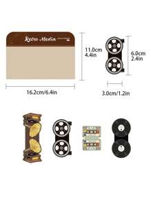 4 件复古媒体主题磁性书签、图书借阅卡、书签、阅读备忘卡、DIY 留言卡、学生用书页标记、学校用品、返校 - 彩色 - 查看 5