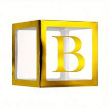 Gold Balloon Boxes ,With Letters For B-A-B-Y Shower,1 Box With 1 Letter Or 1 Set Of 4Pcs Box And B-A-B-Y Letters,Party Shower Decorations For Birthday Party, Transparent Balloon Boxes Clear Blocks For Birthday Party, Bridal Shower, Gender Reveal,Balloon Box Decorations