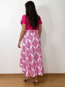 Women's Wrap Skirt With Viscose Lining - Rosa vieja - Ver 5